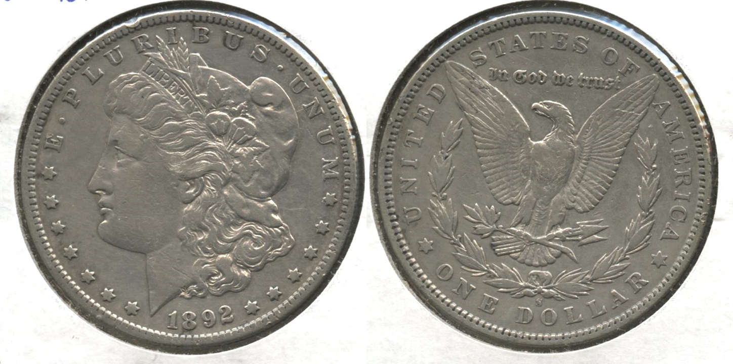 1892-S Morgan Silver Dollar VF-20 #b Cleaned