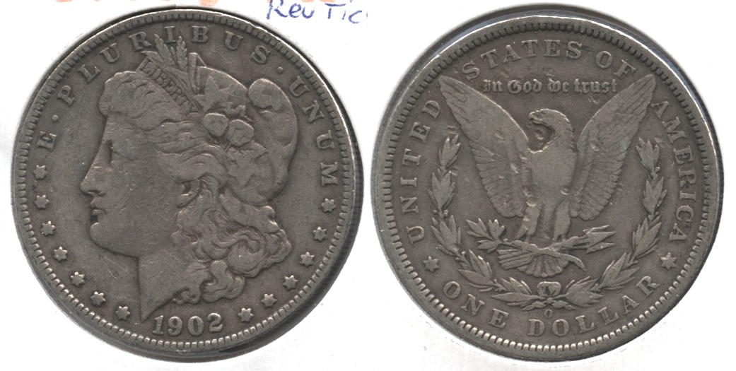 1902-O Morgan Silver Dollar Fine-12 #a Reverse Tics