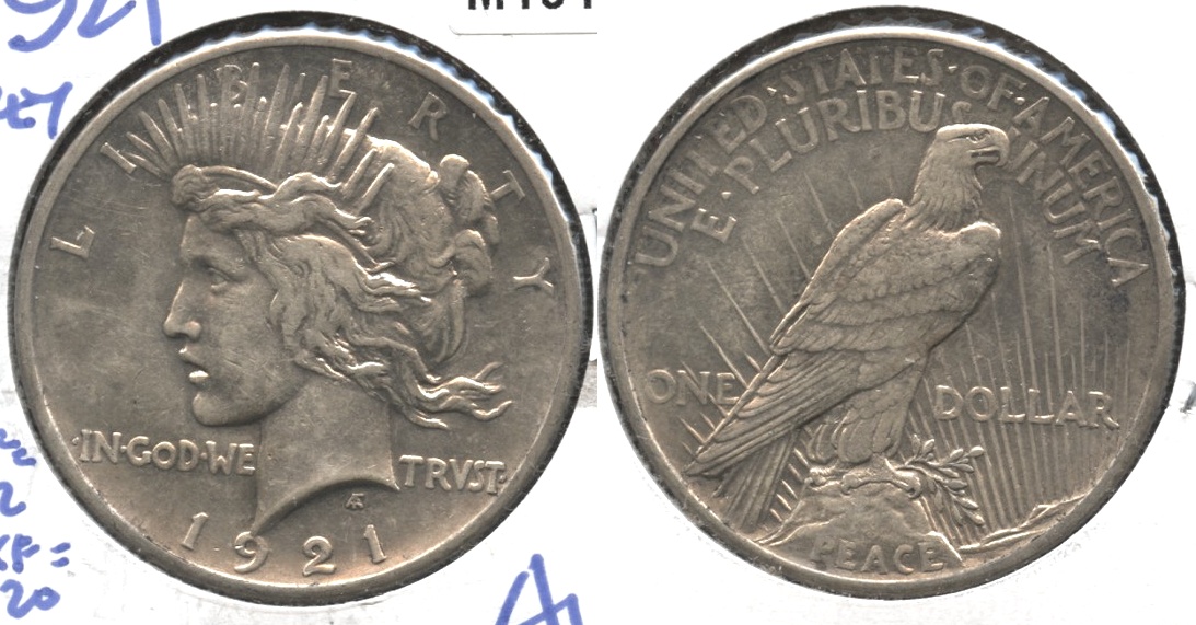 1921 Peace Silver Dollar AU-50 #e