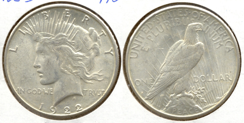 1922-S Peace Silver Dollar AU-50