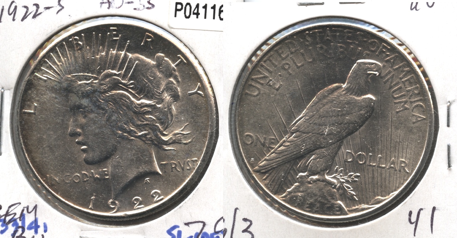 1922-S Peace Silver Dollar AU-55 #a