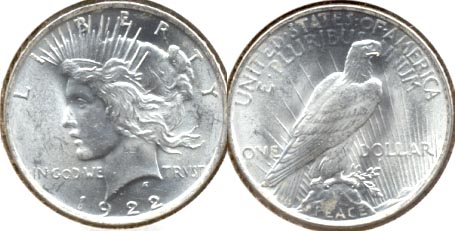 1922 Peace Silver Dollar MS-60 g