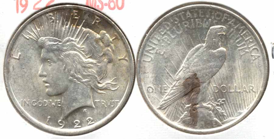 1922 Peace Silver Dollar MS-60 t
