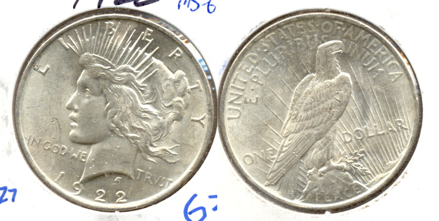 1922 Peace Silver Dollar MS-62 b
