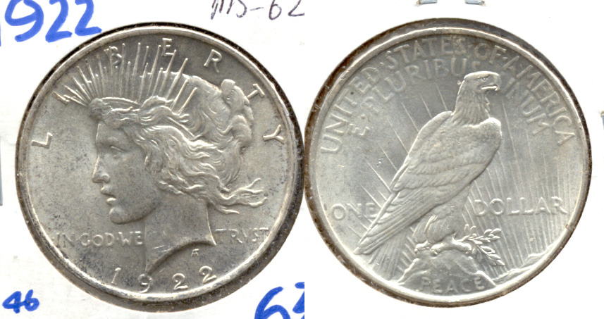 1922 Peace Silver Dollar MS-62 f