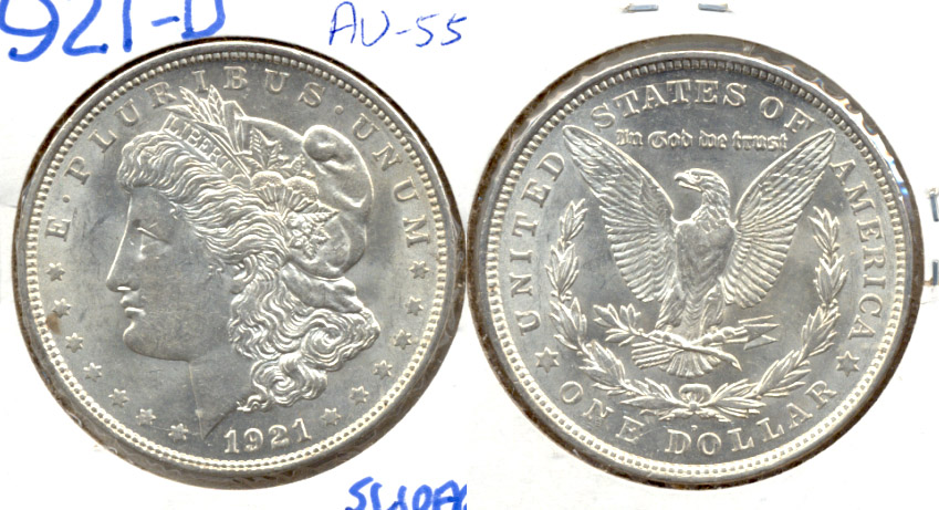 1921-D Morgan Silver Dollar AU-55 c