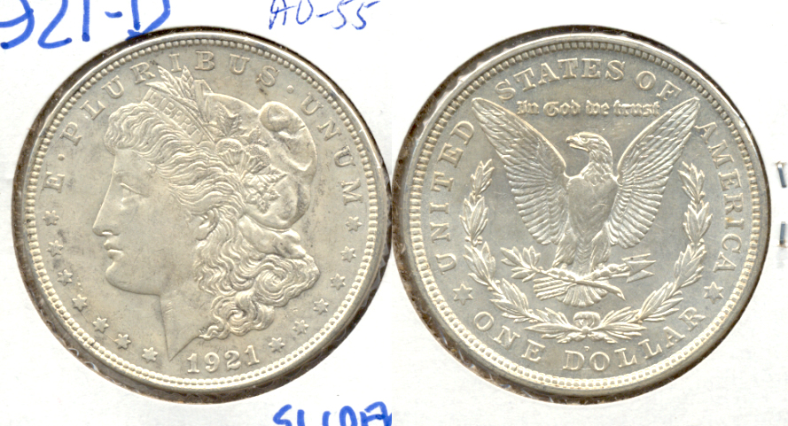 1921-D Morgan Silver Dollar AU-55 h