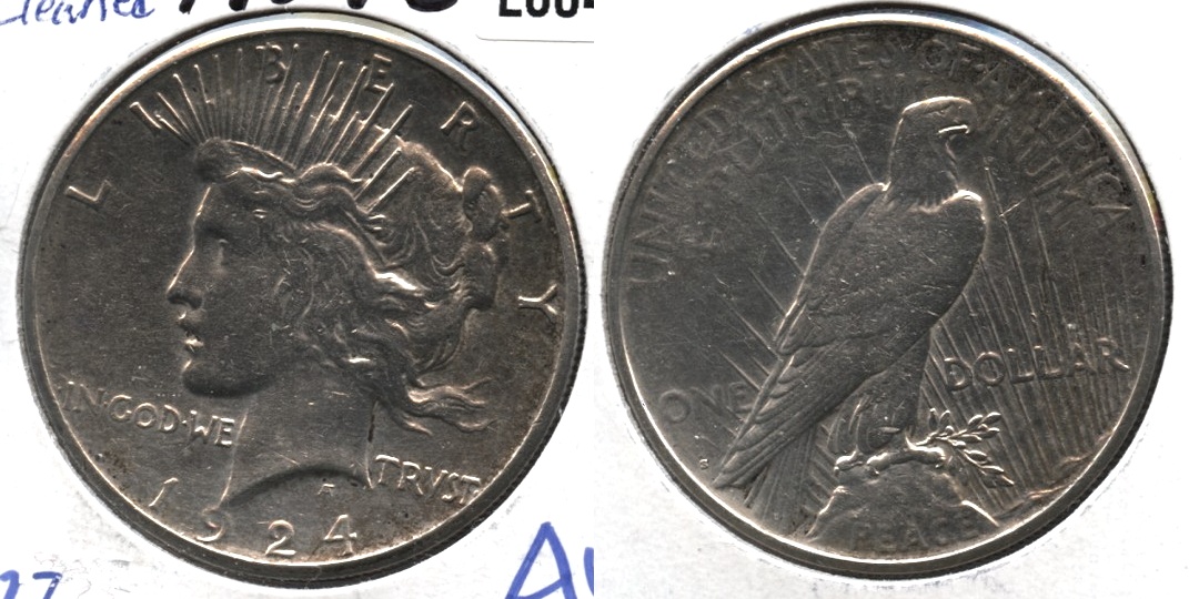 1924-S Peace Silver Dollar AU-50 Cleaned