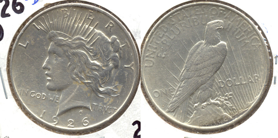 1926-D Peace Silver Dollar AU-50 a Lightly Cleaned