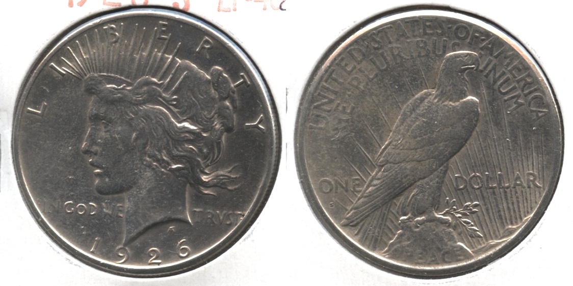 1926-S Peace Silver Dollar EF-40 #q Cleaned
