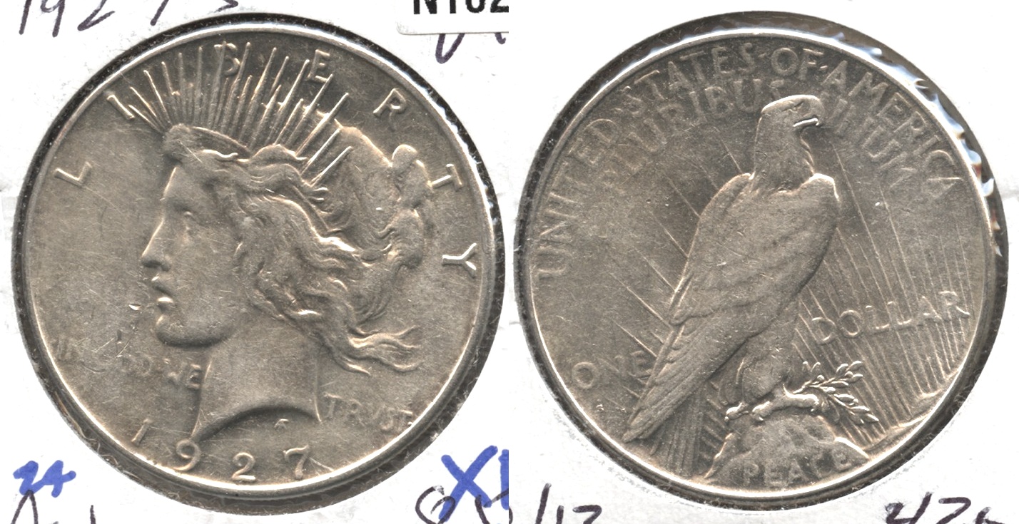 1927-S Peace Silver Dollar EF-40 #b Obverse Scratch