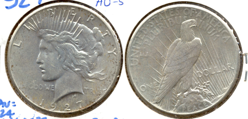 1927 Peace Silver Dollar AU-55 b