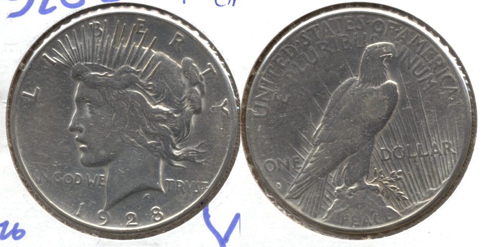 1928-S Peace Silver Dollar F-12 j Cleaned