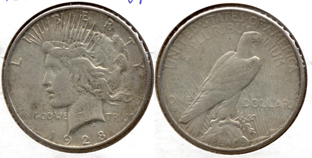 1928-S Peace Silver Dollar VF-20 b
