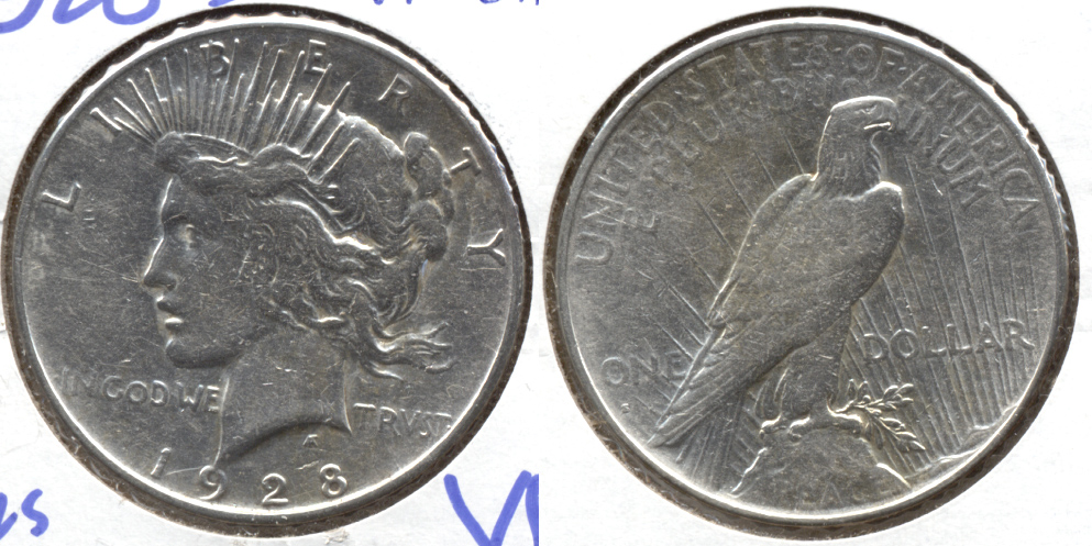 1928-S Peace Silver Dollar VF-20 f Cleaned