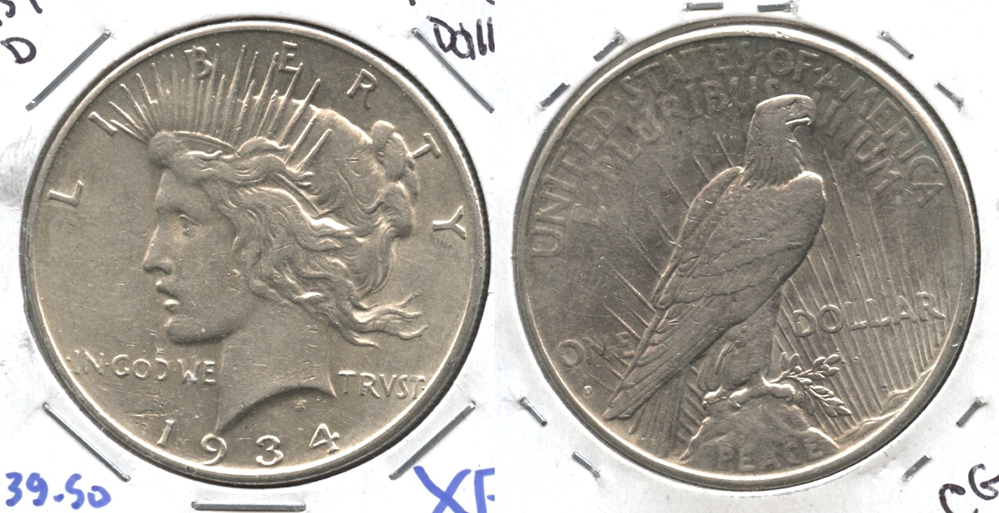 1934-D Peace Silver Dollar EF-40 #a