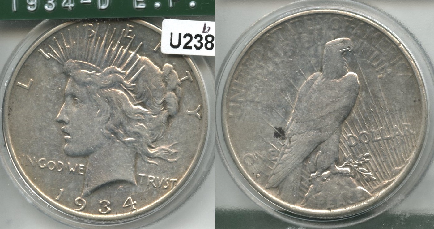 1934-D Peace Silver Dollar EF-40 #b