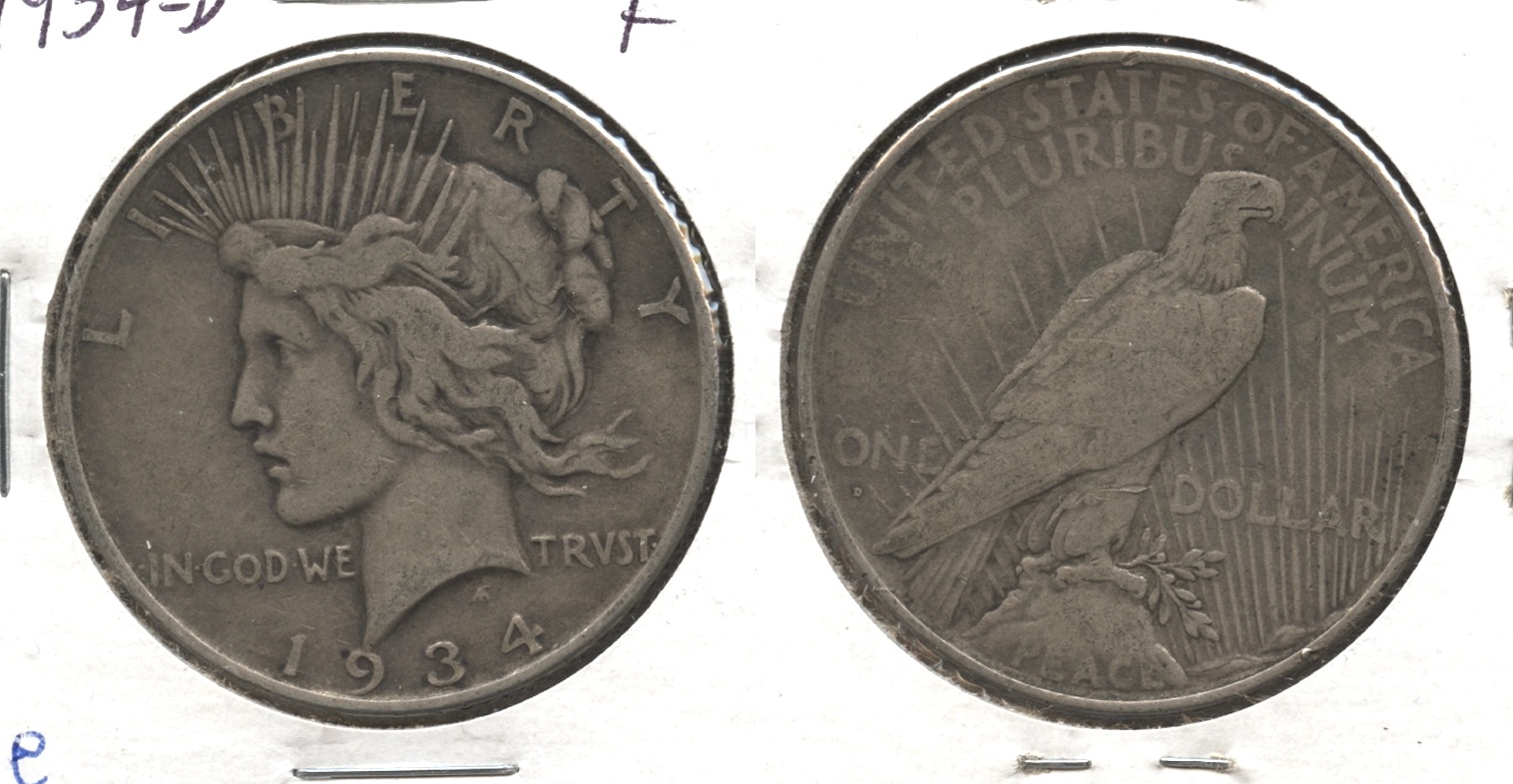 1934-D Peace Silver Dollar Fine-12 #e
