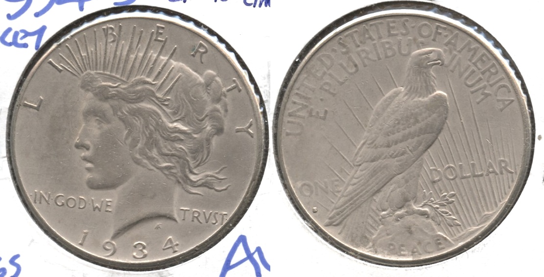 1934-S Peace Silver Dollar EF-45 Cleaned