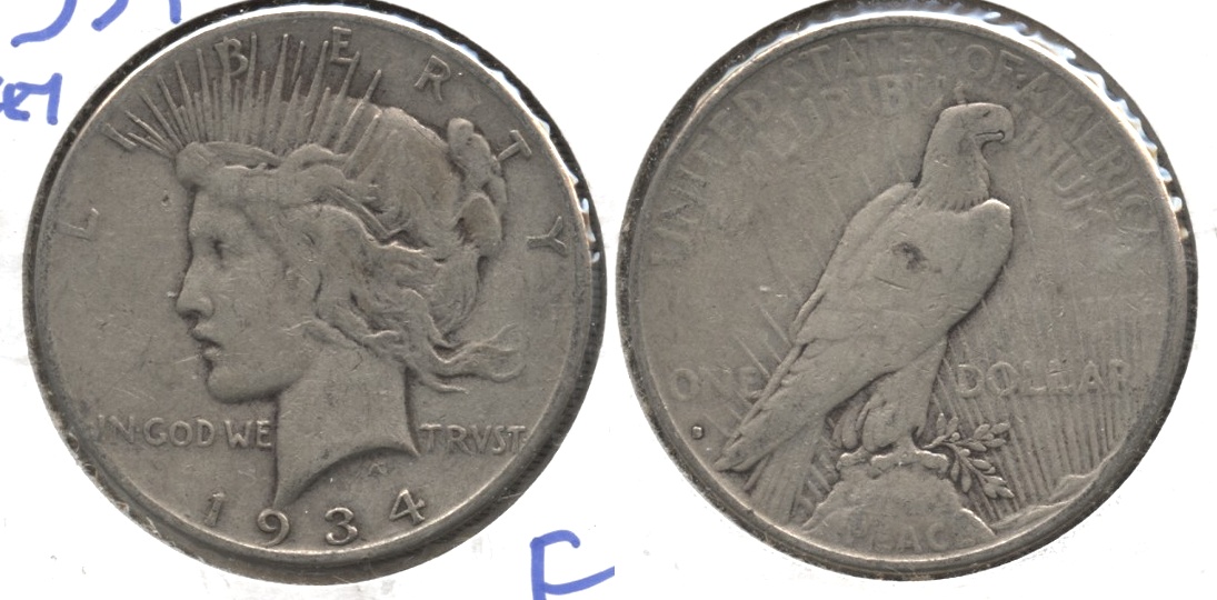 1934-S Peace Silver Dollar Fine-12 #c