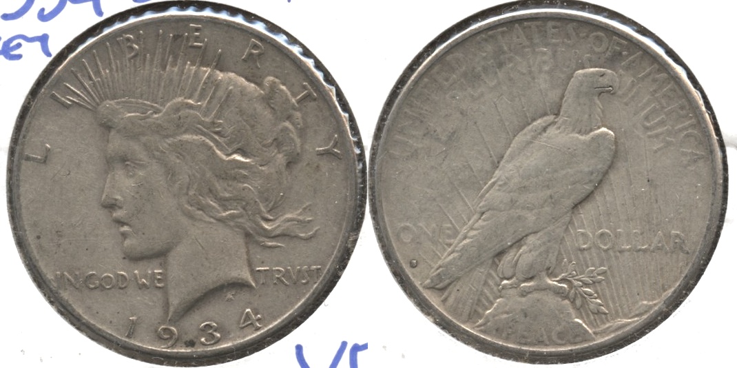 1934-S Peace Silver Dollar Fine-12 #d