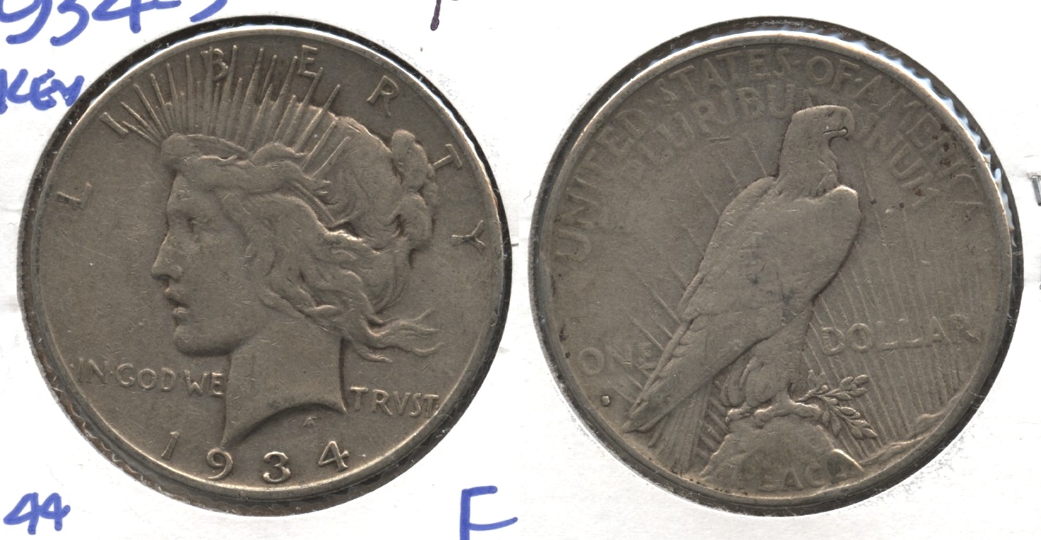 1934-S Peace Silver Dollar Fine-12 #k