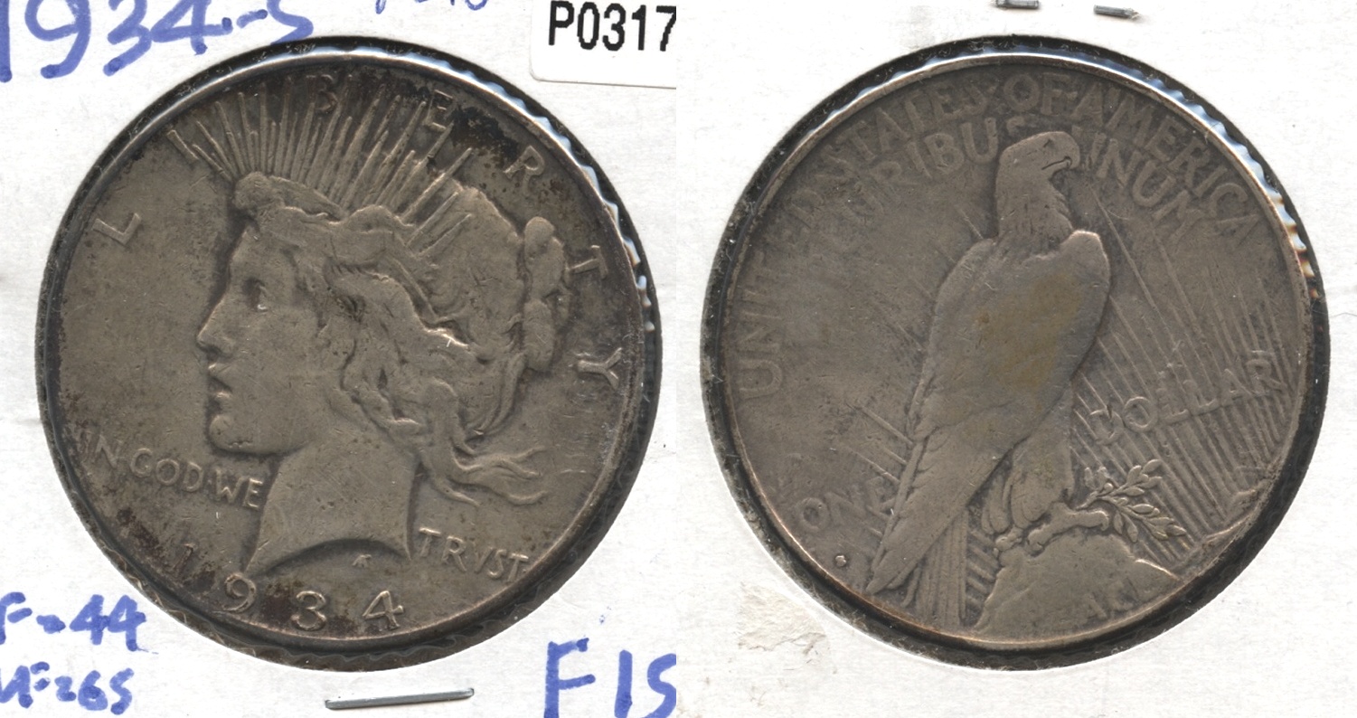 1934-S Peace Silver Dollar Fine-15