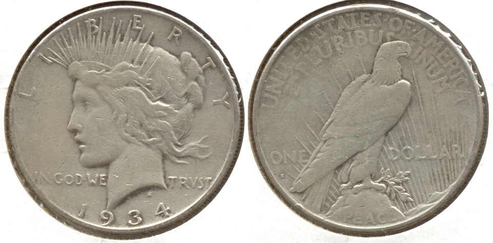1934-S Peace Silver Dollar VF-20 a
