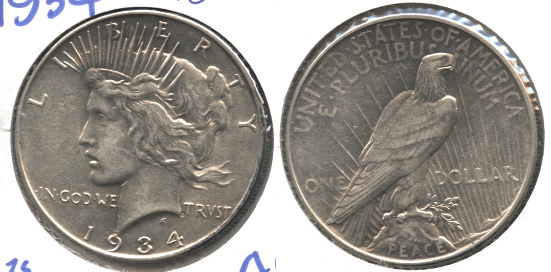 1934 Peace Silver Dollar AU-50