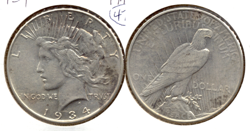 1934 Peace Silver Dollar AU-50 d