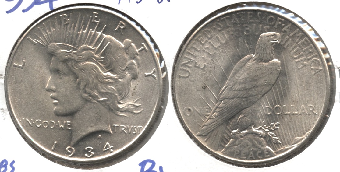 1934 Peace Silver Dollar MS-60 #a