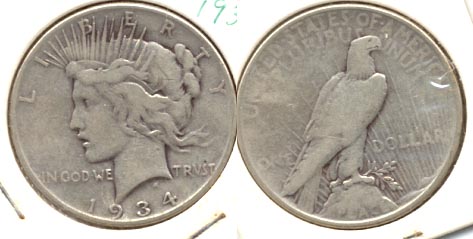 1934 Peace Silver Dollar VG-8