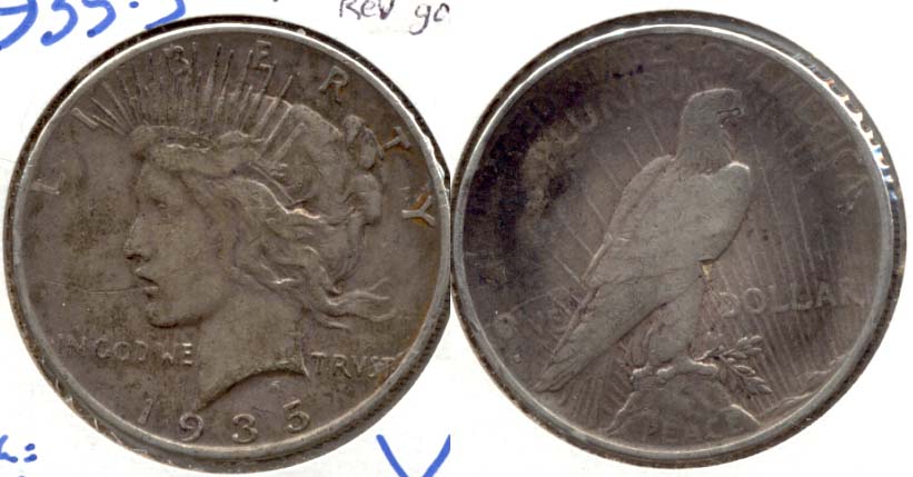 1935-S Peace Silver Dollar Fine-12 Reverse Gouge
