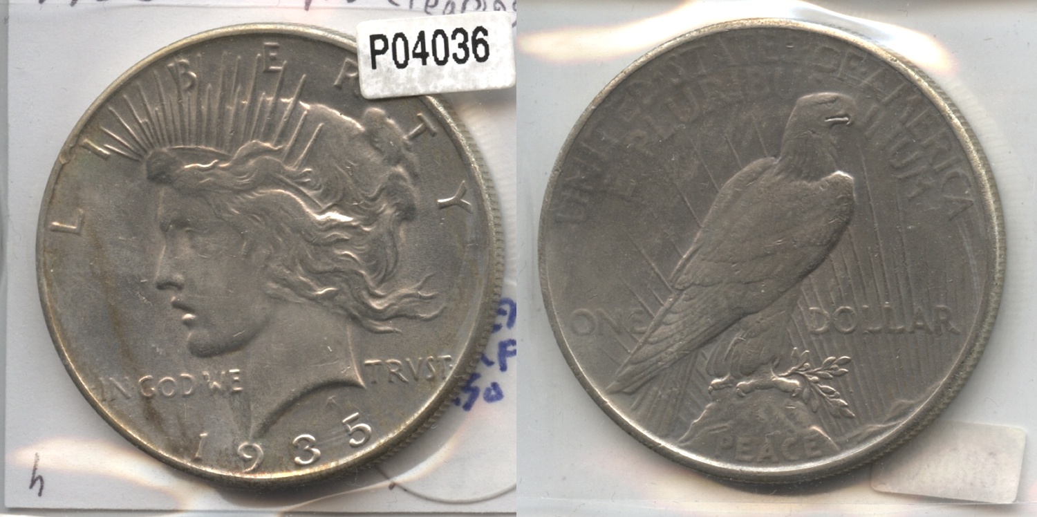 1935 Peace Silver Dollar AU-50 #h Old Cleaning