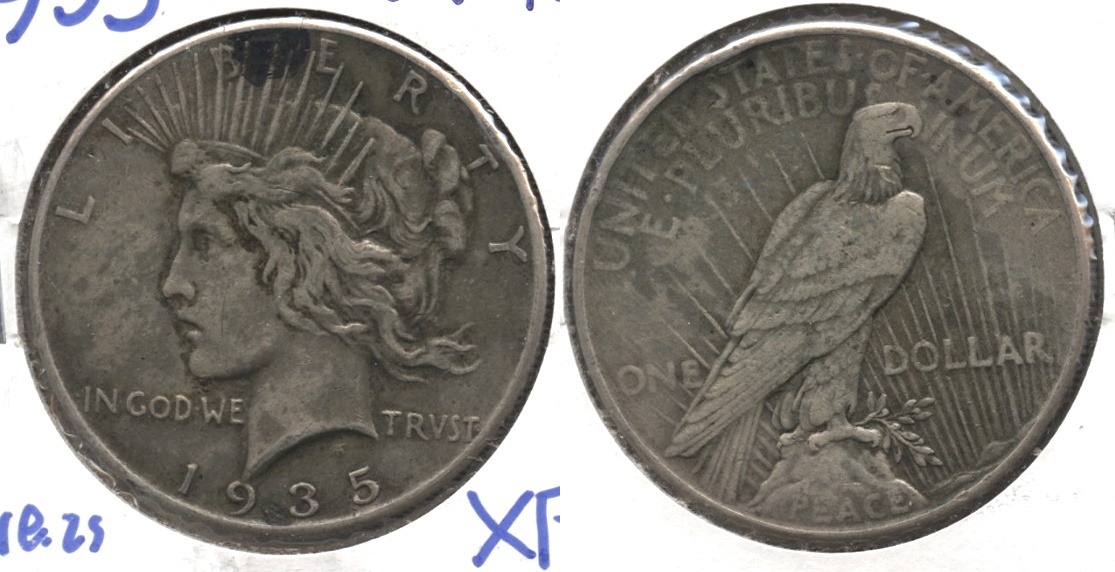 1935 Peace Silver Dollar EF-40 Obverse Spot #a