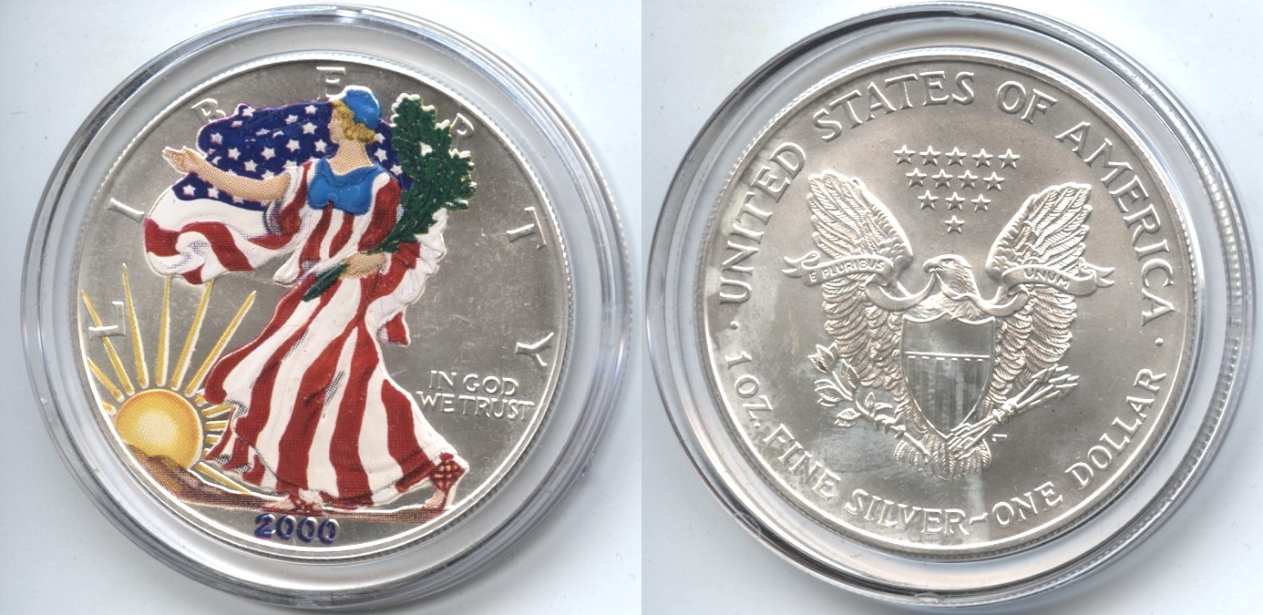 2000 Colorized Silver Eagle Dollar Mint State