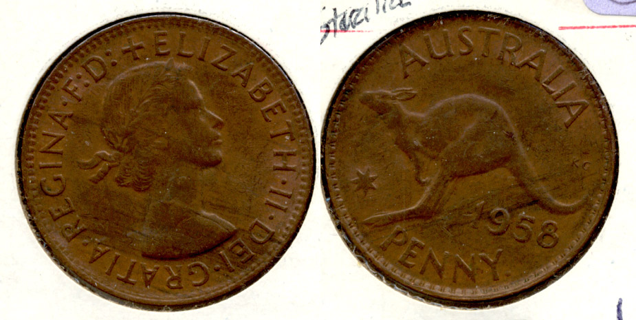 1958 Australia 1 Penny VF-20