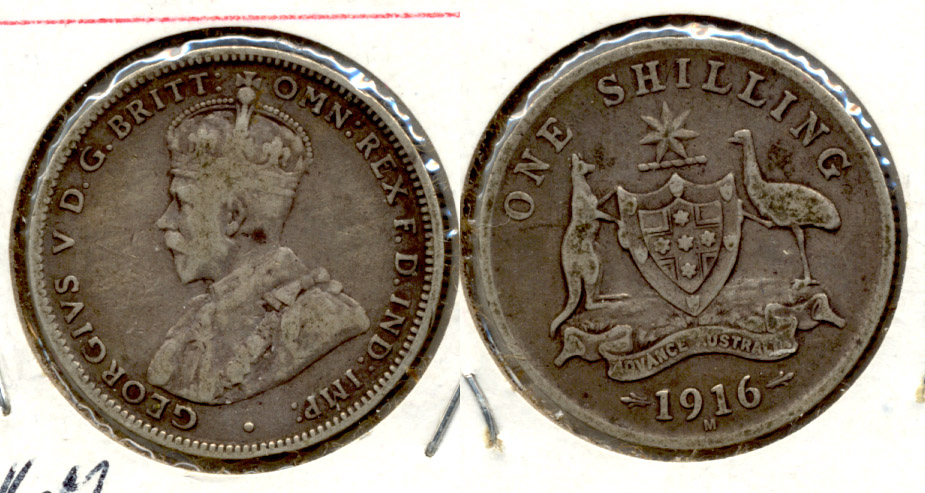 1916-M Australia Shilling Fine-12