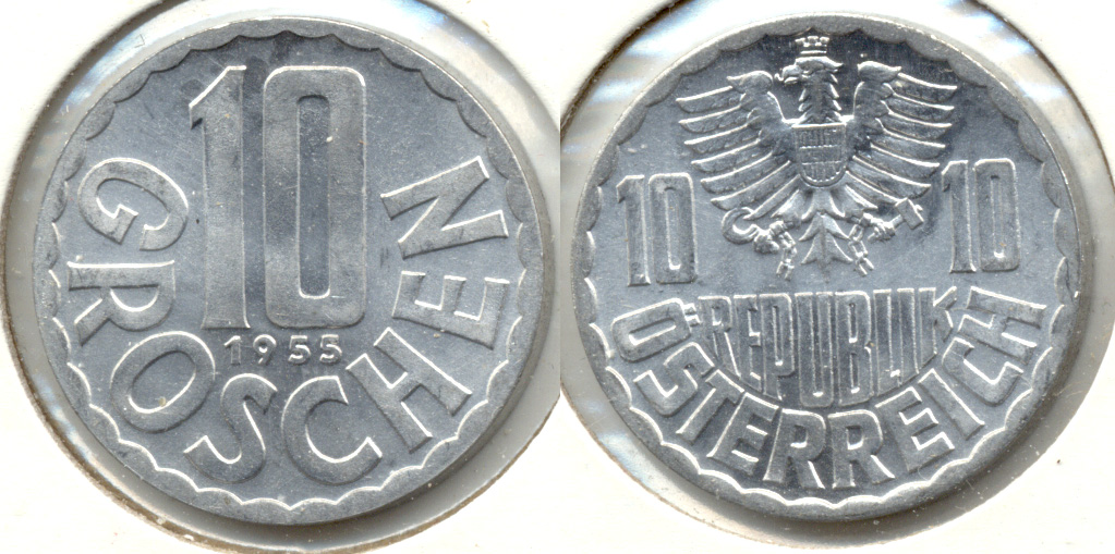 1955 Austria 10 Groschen MS