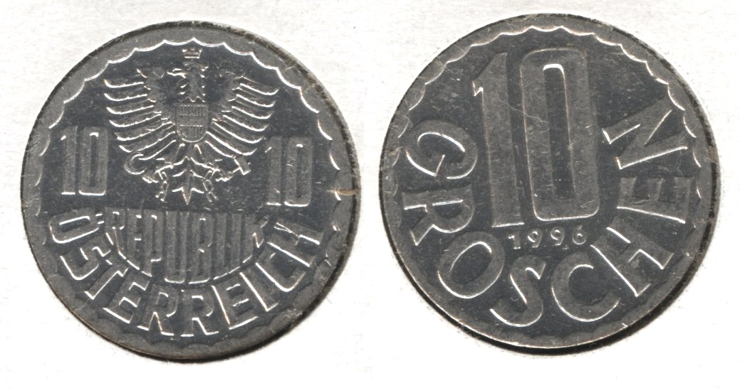 1996 Austria 10 Groschen AU-50