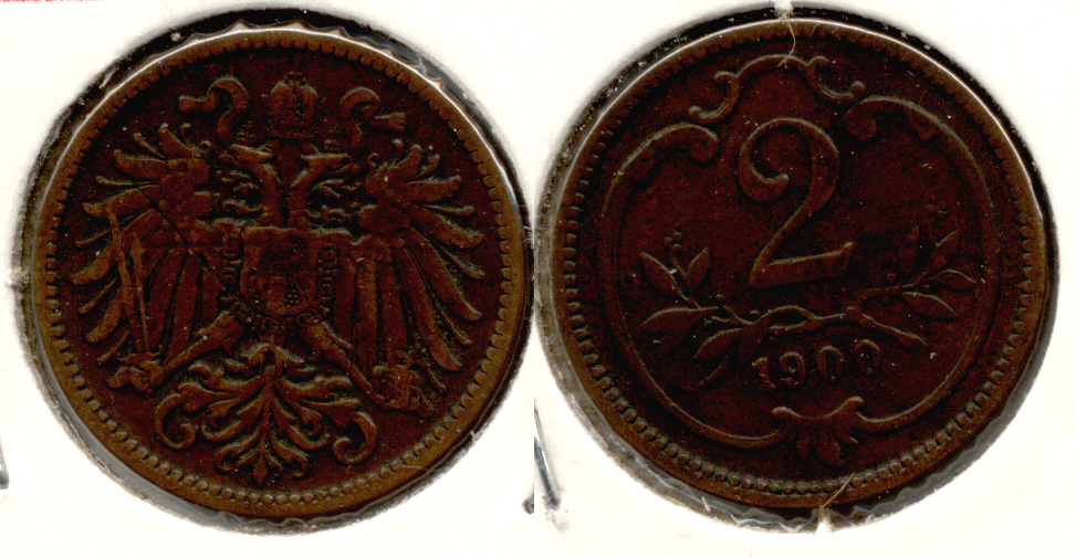 1900 Austria 2 Heller Fine-12