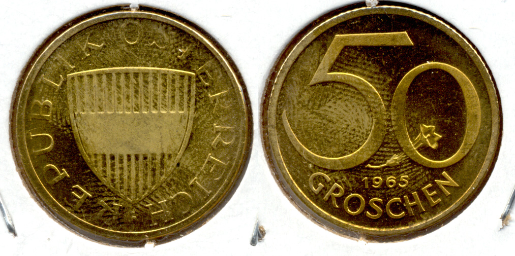 1965 Austria 50 Groschen Prooflike