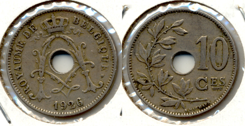 1926 Belgium 10 Centimes VF-20