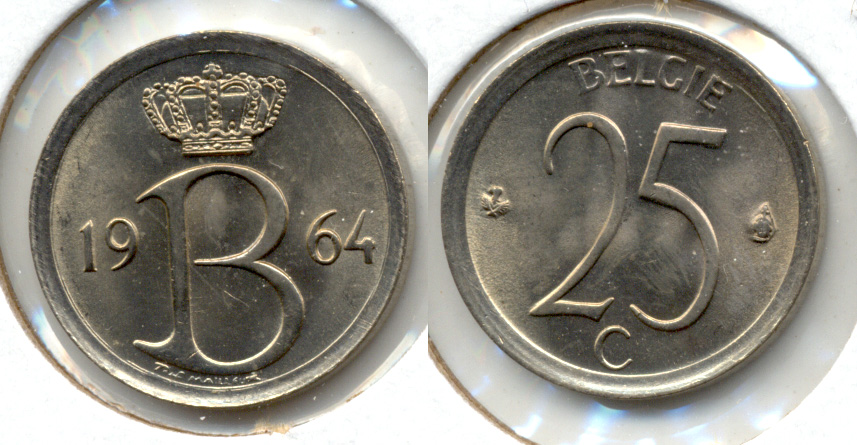 1964 Belgium 25 Centimes MS