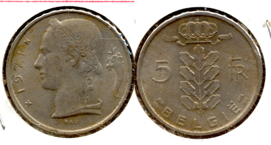 1971 Belgium 5 Francs EF-40