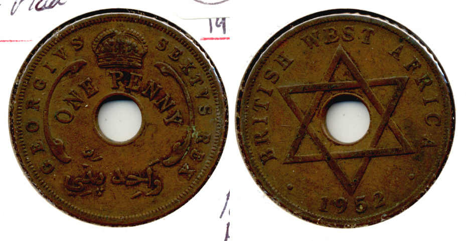 1952 British West Africa 1 Penny Fine-12