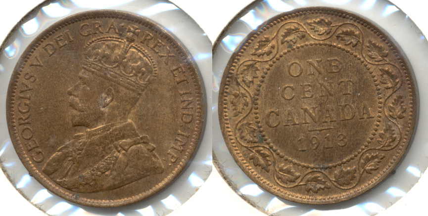 1913 Canada 1 Cent AU-50