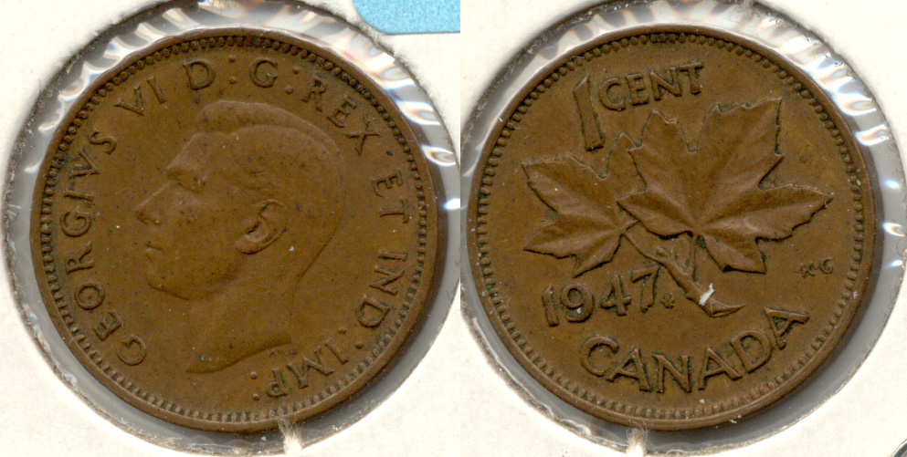 1947 Maple Leaf Canada 1 Cent Fine-12