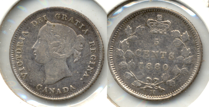 1880-H Canada 5 Cents Fine-12