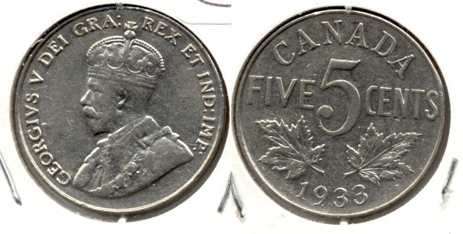 1933 Canada Nickel VF-20